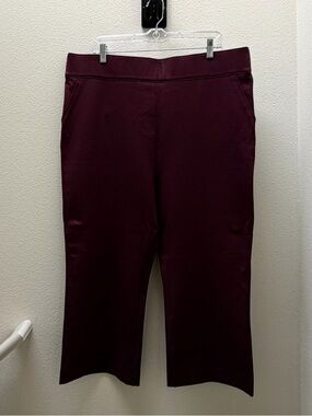 Spanx Cropped Straight Leg Pants Burgundy 3X